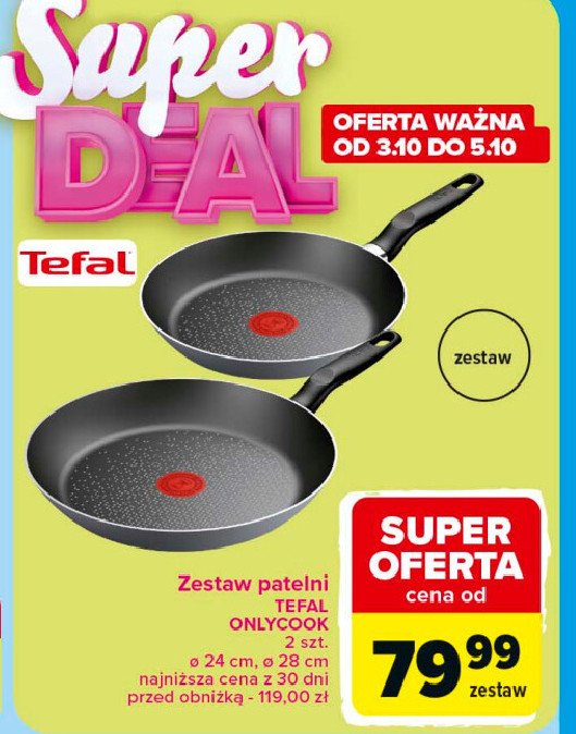 Patelnie only cook 24 cm + 28 cm Tefal promocja