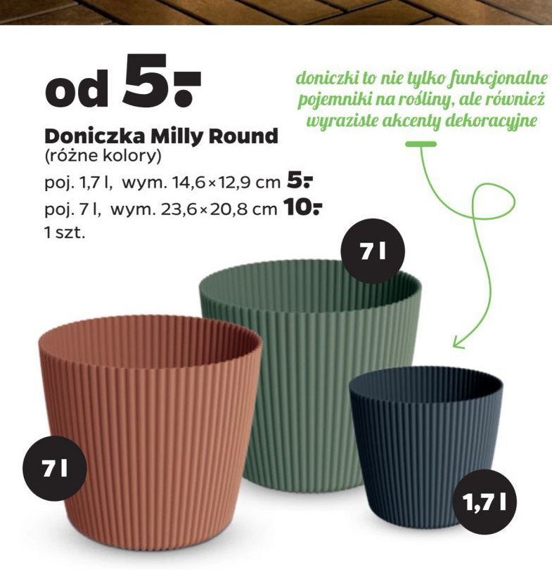 Doniczka milly round 1.7 l Prosperplast promocja