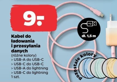 Kabel do ładowania i przesyłania danych USB-C do lightning promocja w Netto