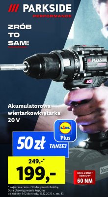 Wiertarko-wkrętarka akumulatorowa 20V Parkside (Lidl) promocja