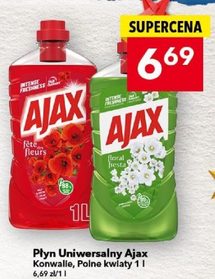 Płyn Uniwersalny Ajax Konwalie, Polne kwiaty 1 l promocja w LEWIATAN
