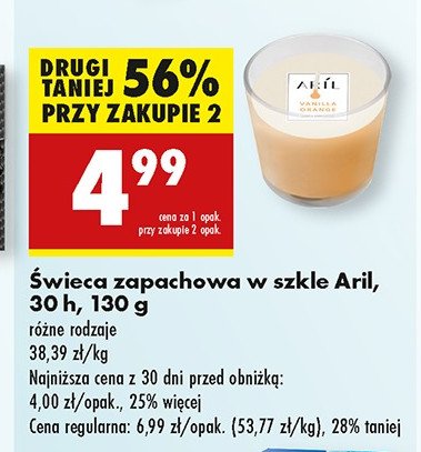 Świeca zapachowa w szkle wanilia & pomarańcza Aril promocja