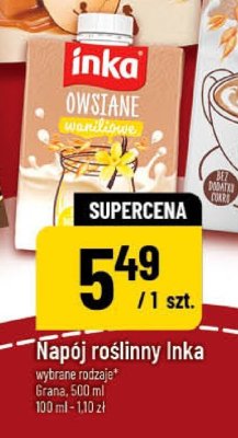 Napój roślinny Inka owsiany waniliowy promocja w POLOmarket