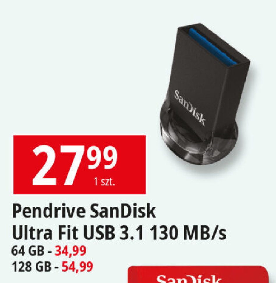 Pendrive ultra fit 128 gb usb 3.1 Sandisk promocja