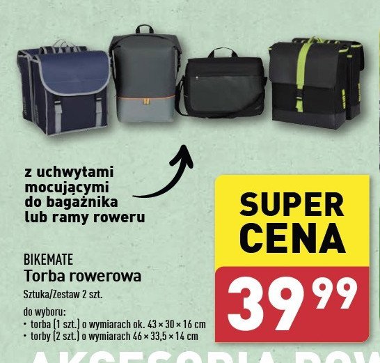 Torba rowerowa 43 x 30 x 16 cm BIKEMATE promocja