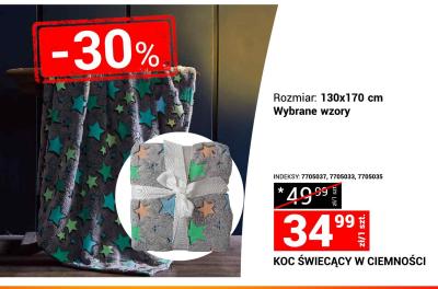 Koc świecący w ciemności 130x170 cm, wybrane wzory promocja w Merkury Market