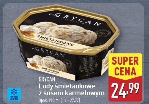 Lody śmietankowe z sosem karmelowym Grycan promocja w Aldi