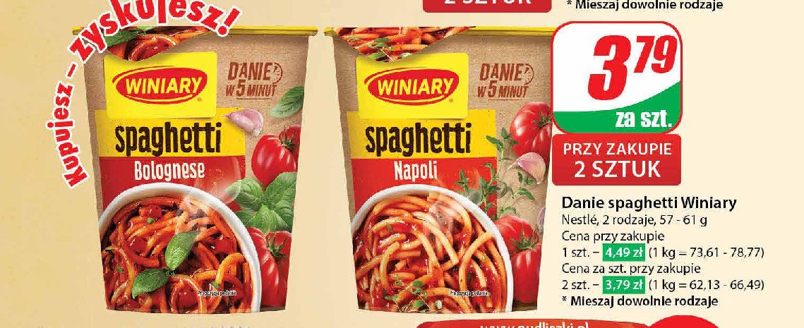 Spaghetti po bolońsku Winiary danie w 5 minut promocja