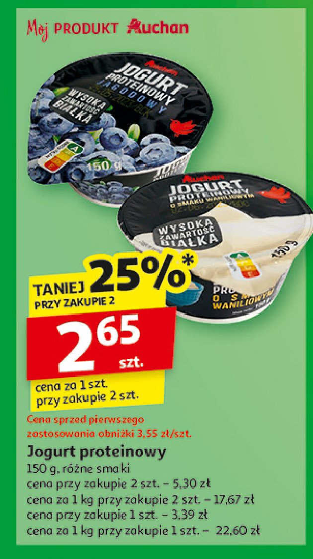 Jogurt proteinowy waniliowy Auchan promocja