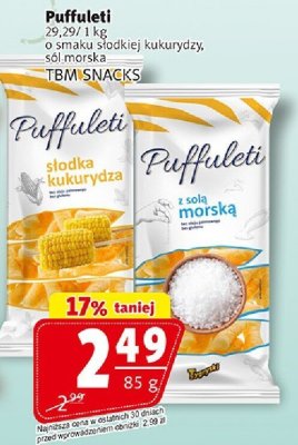 Puffuleti o smaku kukurydzianej kukurydzy, sól morska promocja w Prim Market