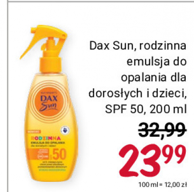 Mleczko w sprayu dla dzieci i niemowląt ochronny na słońce spf 50+ Dax sun promocja