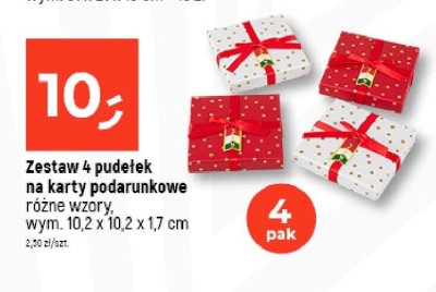 Zestaw 4 pudełek na karty podarunkowe różne wzory 10,2x10,2x1,7 cm promocja w Dealz