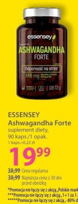Suplement diety Essensey Ashwagandha Forte promocja w Hebe