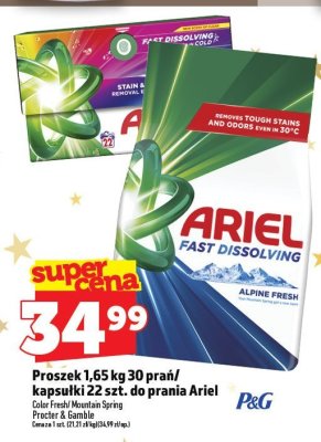 Proszek 1,65kg 30 prań/kapsułki 22 szt. do prania Ariel promocja w TOPAZ