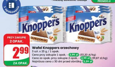 Wafel Knoppers orzechowy 3 szt. x 25 g / 1 opak. promocja w Dino