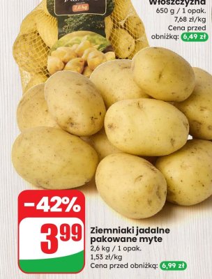 Ziemniaki Jadalne pakowane myte 2,6 kg promocja w Dino