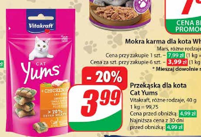 Przysmak z kurczakiem VITAKRAFT CAT YUMS promocja w Dino