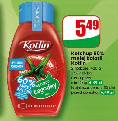 Ketchup 60% mniej kalorii łagodny promocja w Dino