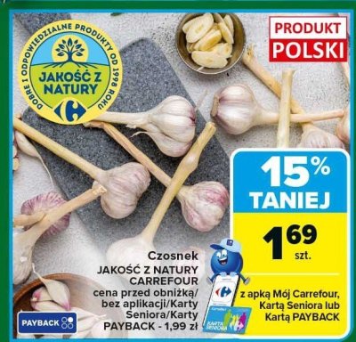 Czosnek JAKOŚĆ Z NATURY CARREFOUR promocja w Carrefour