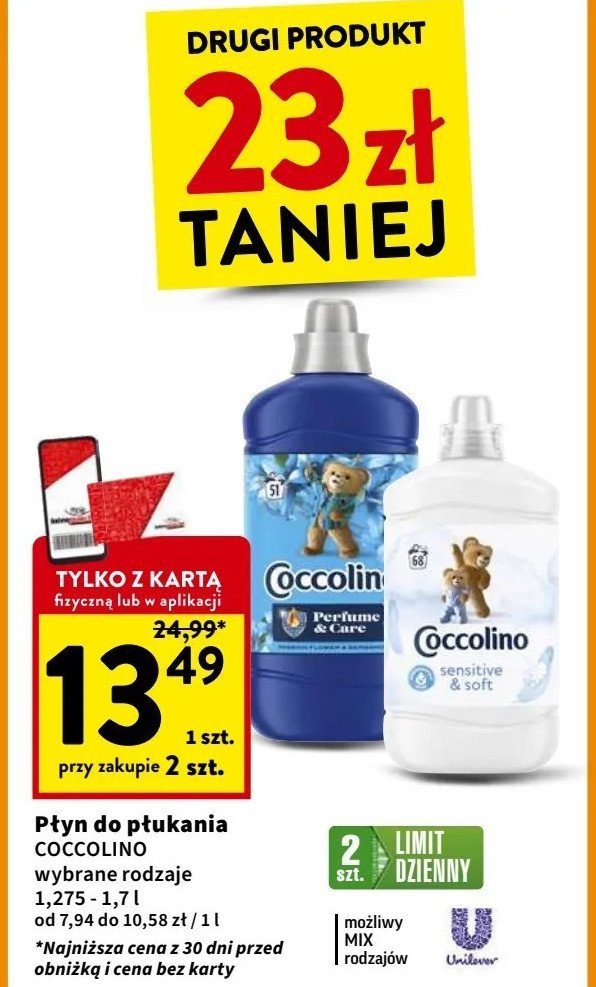 Płyn do płukania sensitive Coccolino fresh & soft promocja w Intermarche