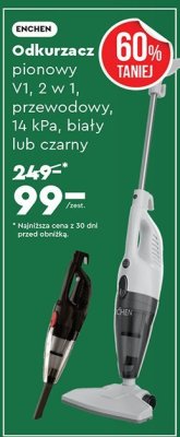 Odkurzacz pionowy V1, 2 w 1, przewodowy, 14 kPa, biały lub czarny promocja w Biedronka