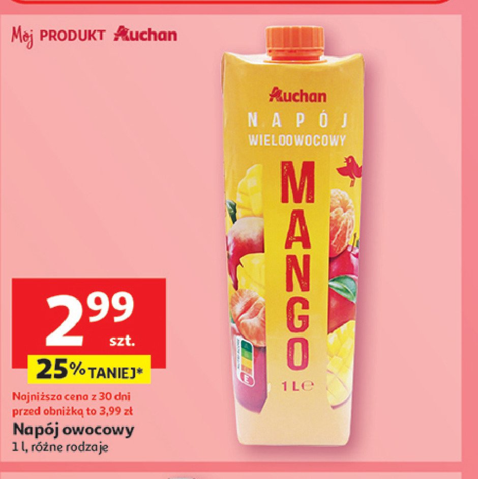 Nap贸j mango Auchan r贸偶norodne (logo czerwone) promocja