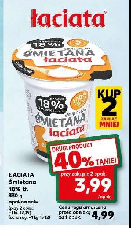 Śmietana 18 % Łaciata promocja