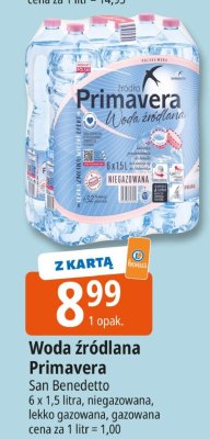 Woda źródlana Primavera San Benedetto 6x1.5l promocja w Leclerc