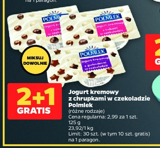 Jogurt kremowy z gwiazdkami w czekoladzie Polmlek promocja