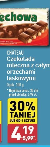 Czekolada mleczna z całymi orzechami laskowymi Chateau Chateau (aldi) promocja