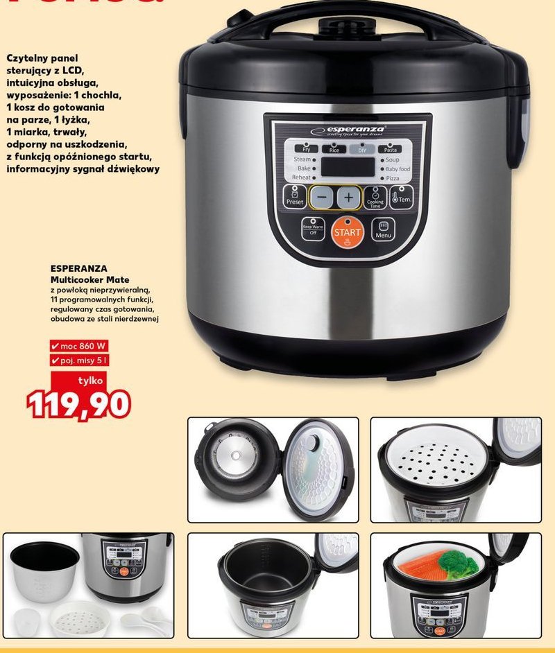 Multicooker 860 w Esperanza promocja w Kaufland