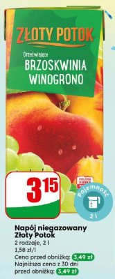 Napój niegazowany 2 rodzaje promocja w Dino