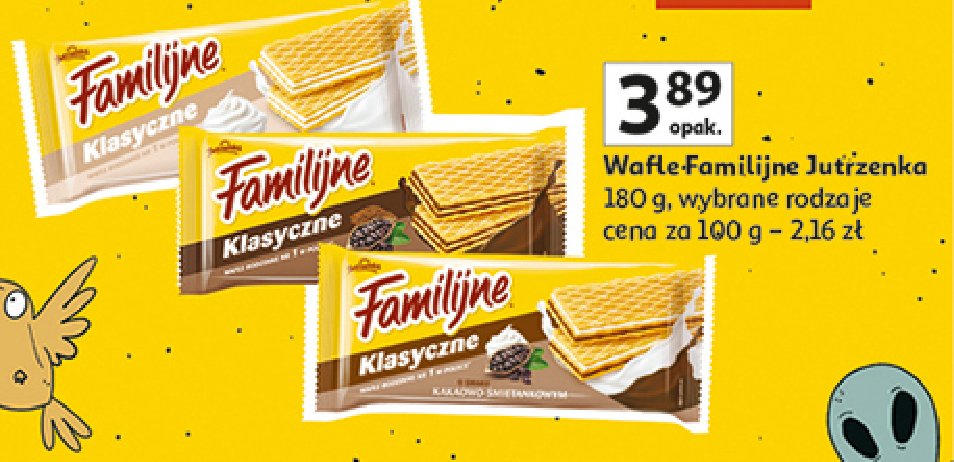 Wafle kakaowo-śmietankowe Jutrzenka familijne promocja w Auchan