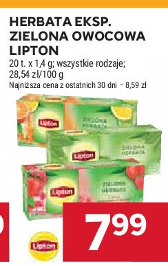 Herbata classic Lipton green tea promocja w Stokrotka