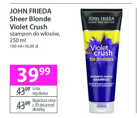 Szampon do włosów sheer blonde violet crush John frieda promocja