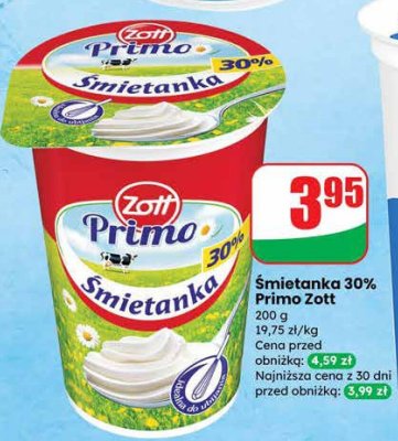 Śmietanka 30% Primo Zott promocja w Dino
