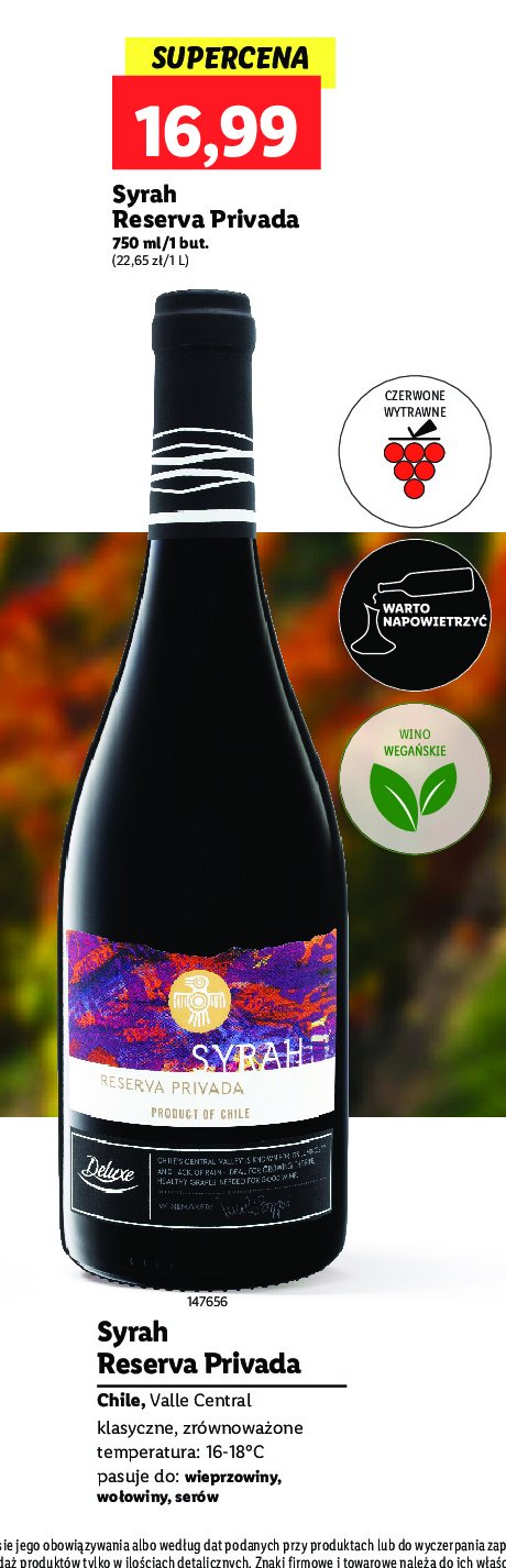 Wino Syrah reserva privada promocja