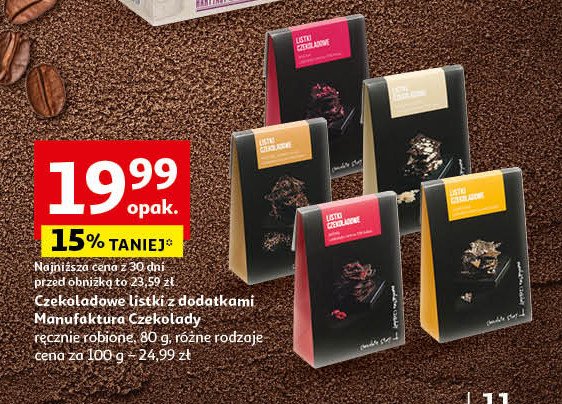 Listki czekoladowe prażone ziarno kakao Manufaktura czekolady promocja