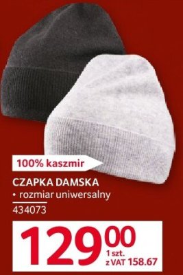 Czapka damska kaszmir, rozmiar uniwersalny promocja w Selgros