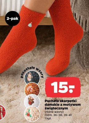 Puchate skarpetki damskie z motywem świątecznym 2-pak promocja w Netto