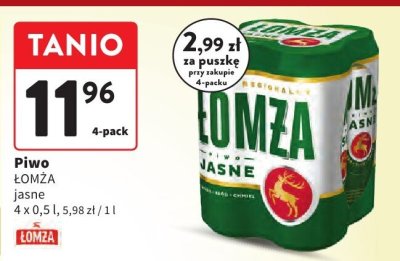 Piwo ŁOMŻA jasne promocja w Intermarche