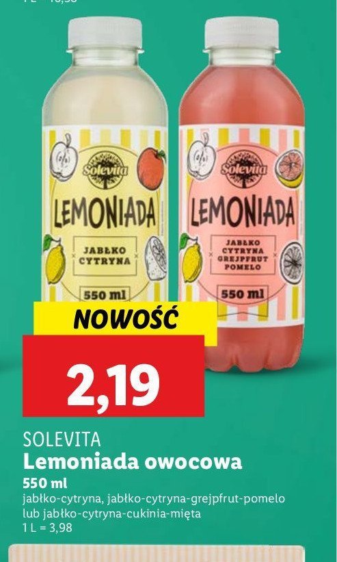 Lemoniada jabłko-cytryna Solevita promocja w Lidl