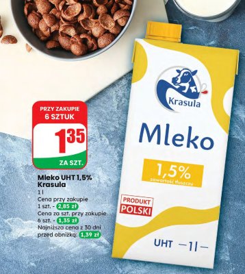 Mleko UHT 1,5% Krasula promocja w Dino