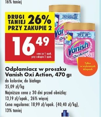 Odplamiacz w proszku white Vanish oxi action promocja