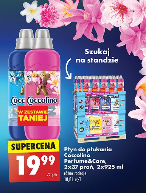 Płyn do płukania passion flower & bergamot + płyn do płukania tiare flower & red fruits Coccolino perfume & care promocja