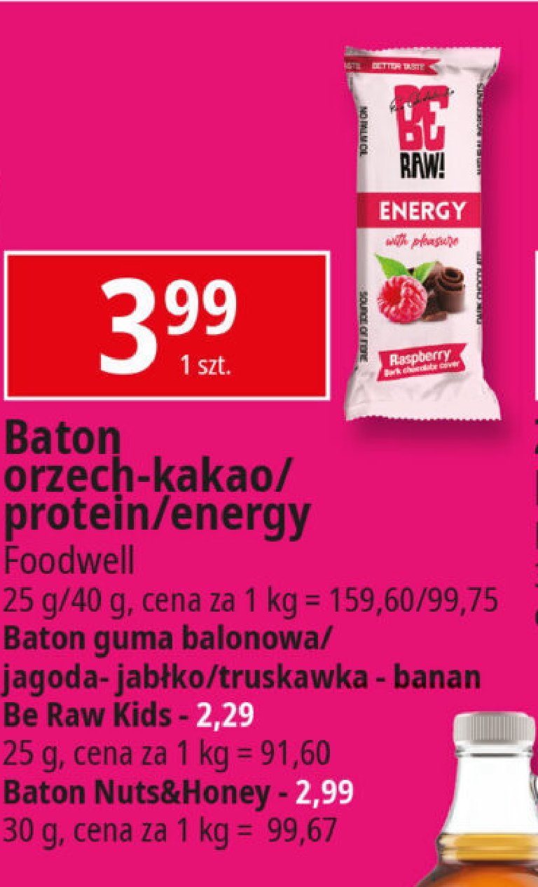 Batonik guma balonowa Be raw! promocja