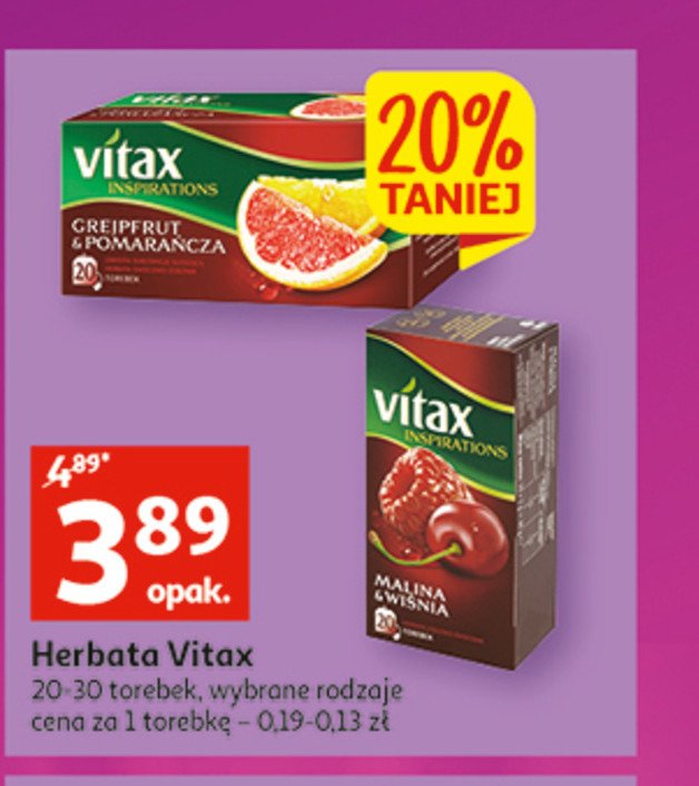 Herbata malina & wiśnia Vitax promocja