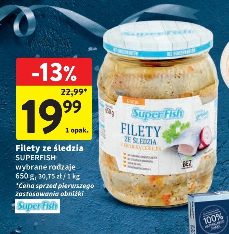 Filety śledziowe z krojoną cebulką Superfish promocja w Intermarche