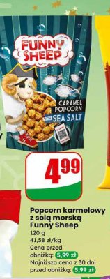 Popcorn karmelowy z solą morską Funny Sheep promocja w Dino