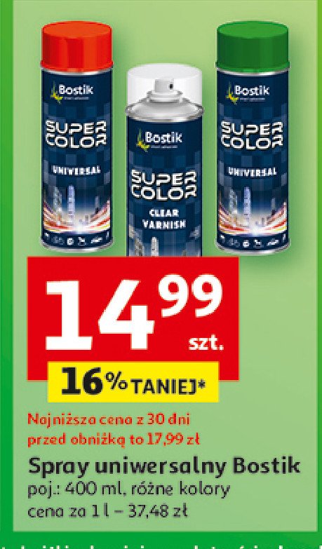 Spray uniwersalny zielony Bostik super color promocja w Auchan